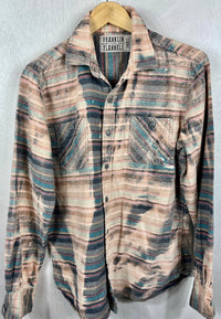 Vintage Grey, Turquoise and Pink Flannel Size Small