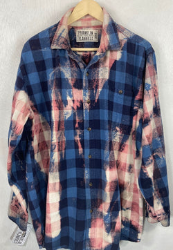 Vintage Royal Blue, Navy and Pink Flannel Size Large