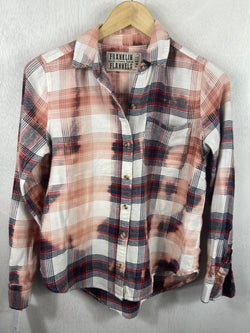 Vintage Red, White, Dusty Rose and Black Flannel Size Small