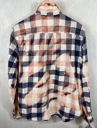 Vintage Navy Blue, Pink and White Flannel Size Medium