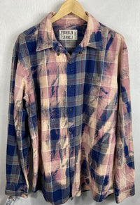 Vintage Navy Blue, Pink and Cream Flannel Size XL Tall