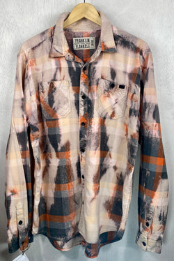 Vintage Grey, Orange and Taupe Flannel Size Large