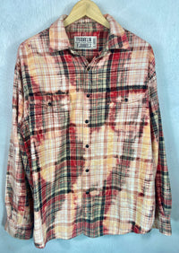 Vintage Western Style Red, Peach and White Flannel Size XL