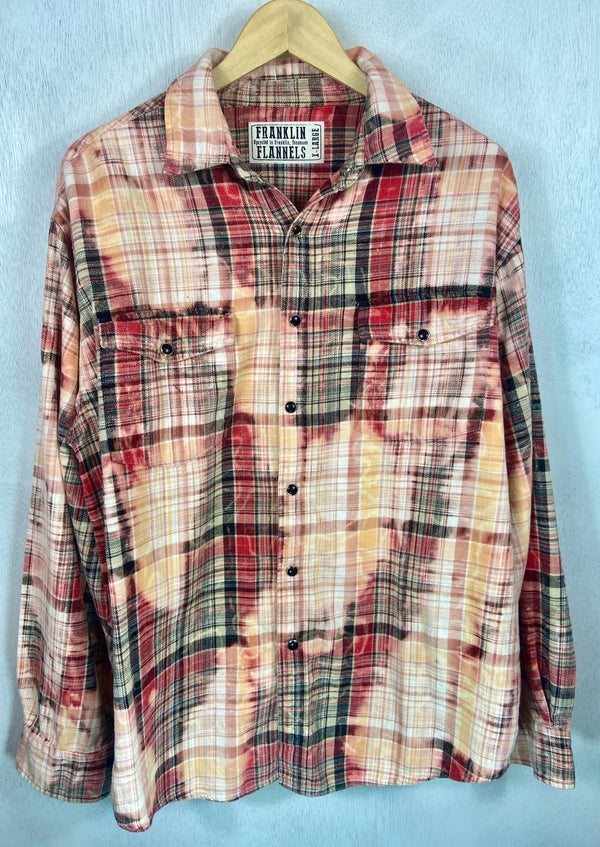 Vintage Western Style Red, Peach and White Flannel Size XL