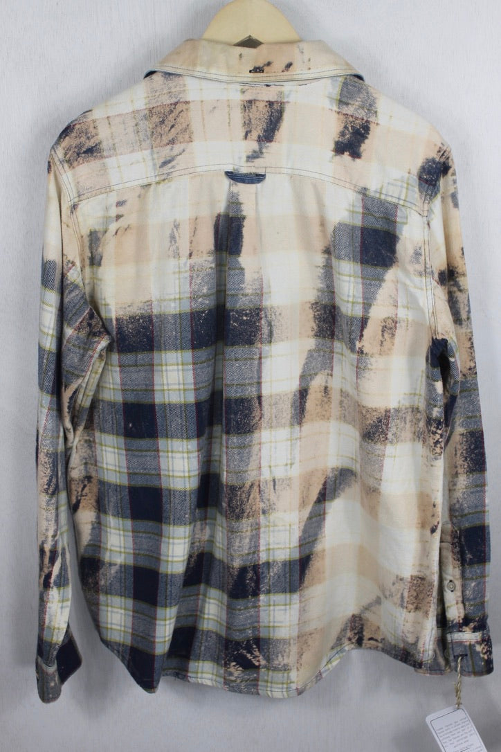 Vintage Cream and Blue Flannel Size Large