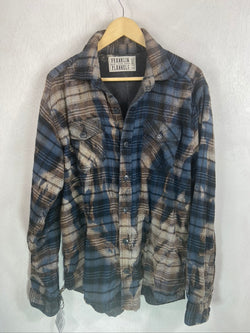Vintage Navy Blue, Black and Taupe Shacket Flannel Size XL