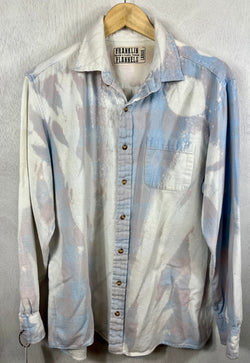 Vintage Light Blue, Grey and Cream Flannel Size Large