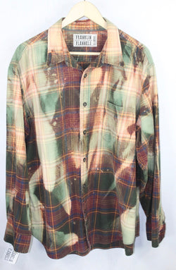 Vintage Mint Green and Merlot Red Flannel Size XL