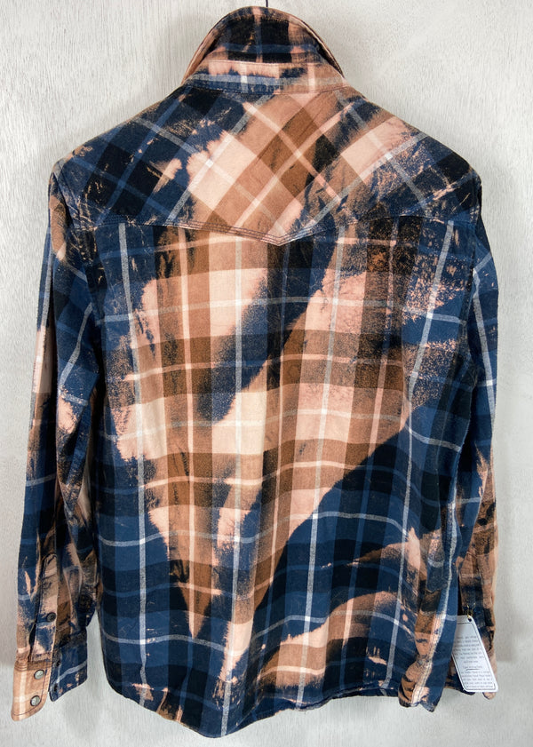 Vintage Western Style Navy Blue, Black and Rust Flannel Size Medium