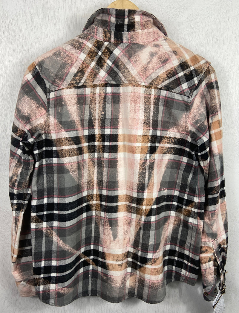 Vintage Grey, Black and Pink Flannel Size Small