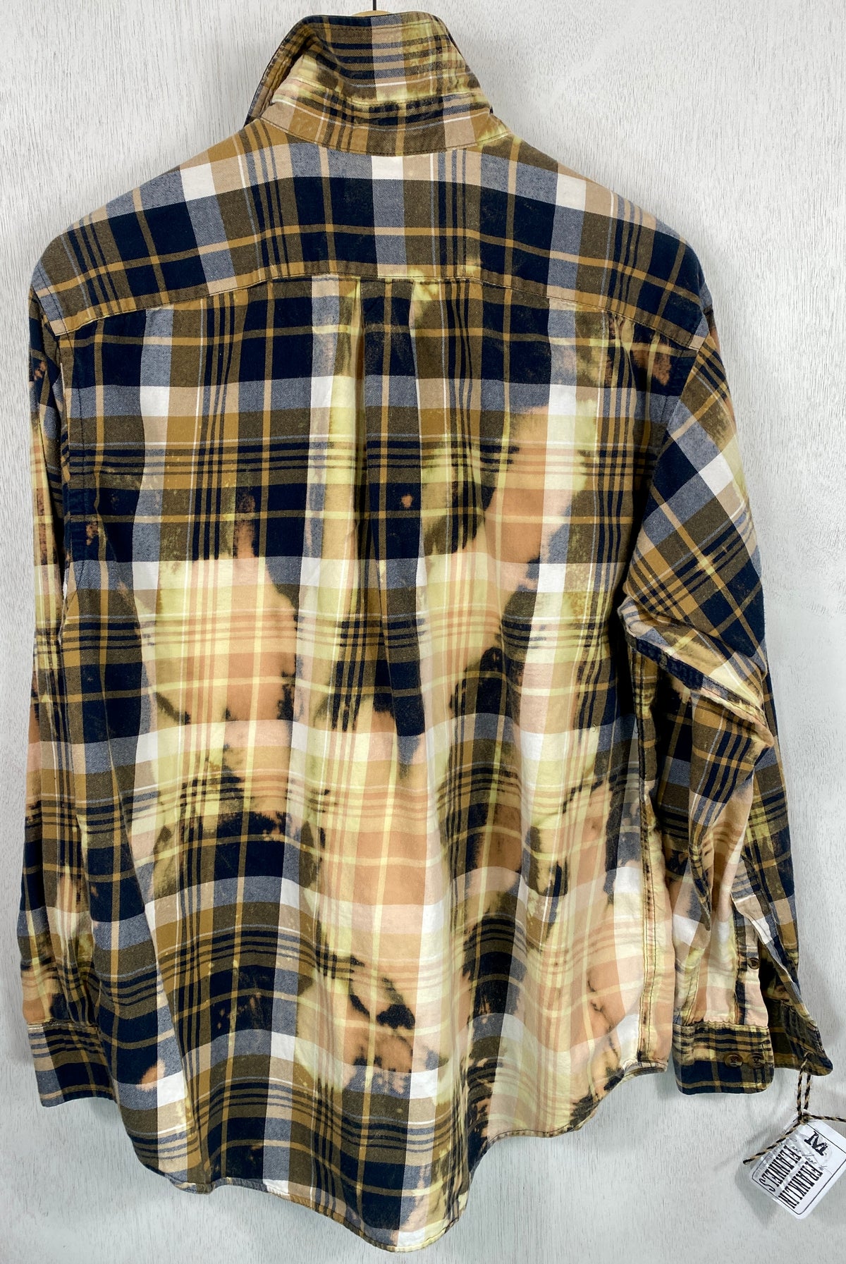 Vintage Navy Blue, Yellow, Sage and White Flannel Size Medium