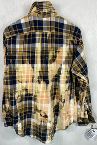 Vintage Navy Blue, Yellow, Sage and White Flannel Size Medium