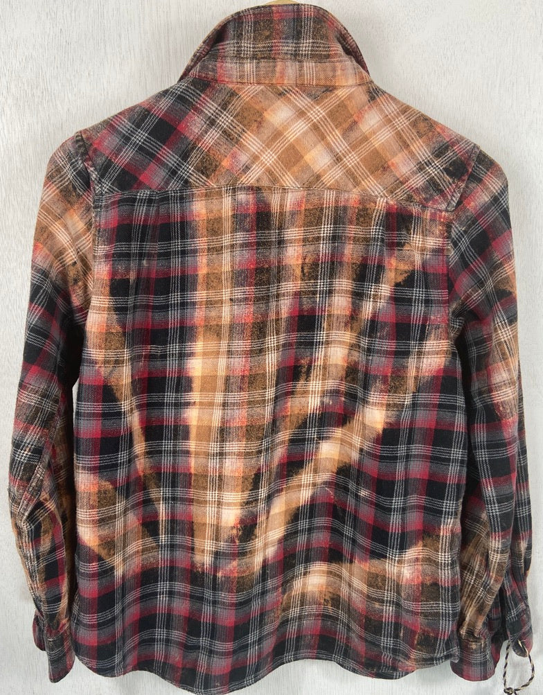 Vintage Red, Black and Rust Flannel Size Youth Large