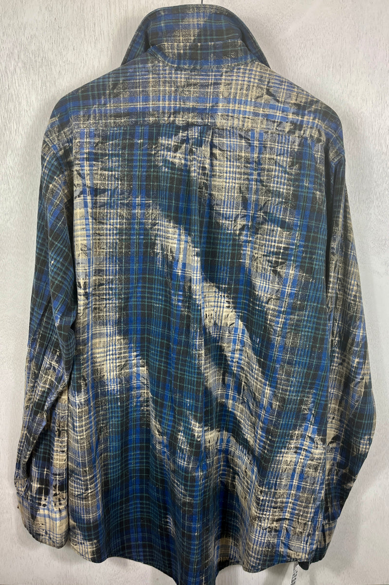 Vintage Navy Blue, Grey and Black Flannel Size XL Tall