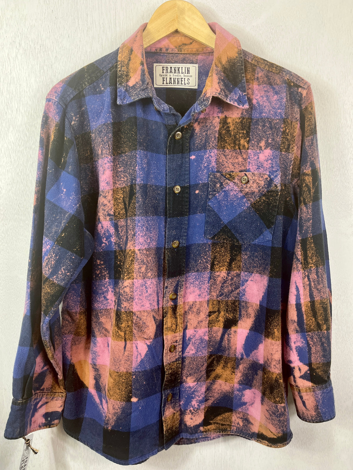 Vintage Royal Blue, Lavender and Black Flannel Size Medium