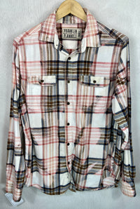 Vintage Pink, Brown and White Flannel Size Small