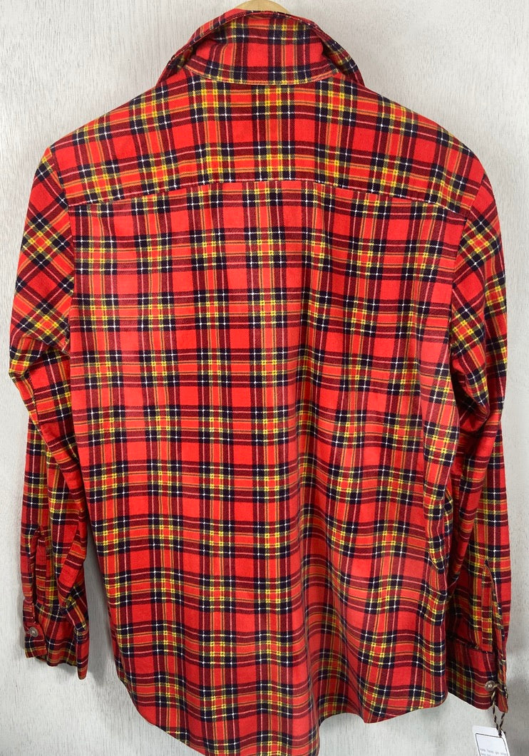 Vintage Retro Red, Navy and Yellow Flannel Size Small
