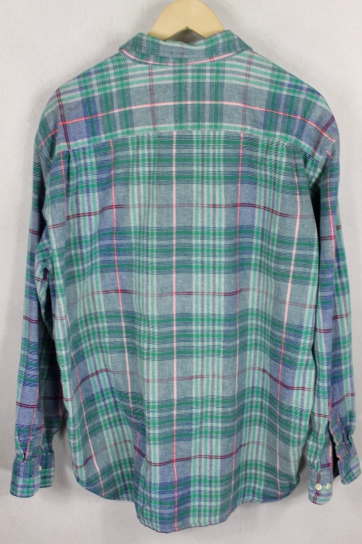 Vintage Green, Blue, and Red Classic Flannel