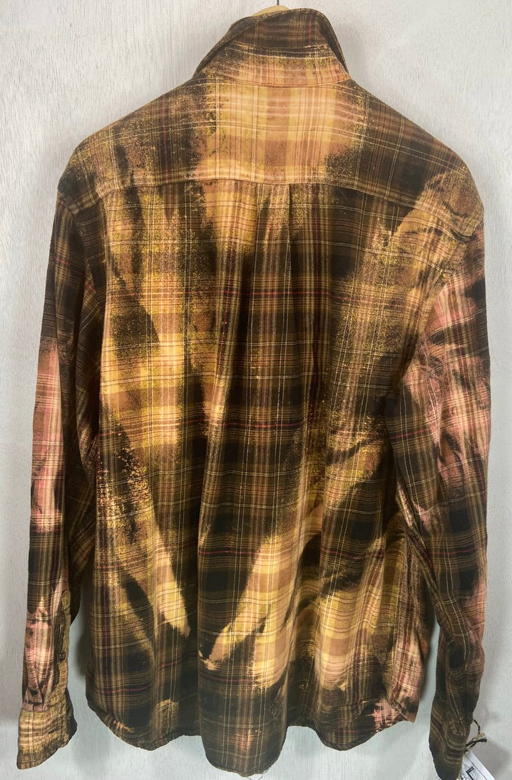 Vintage Brown, Black Rust and Pink Flannel Size Large