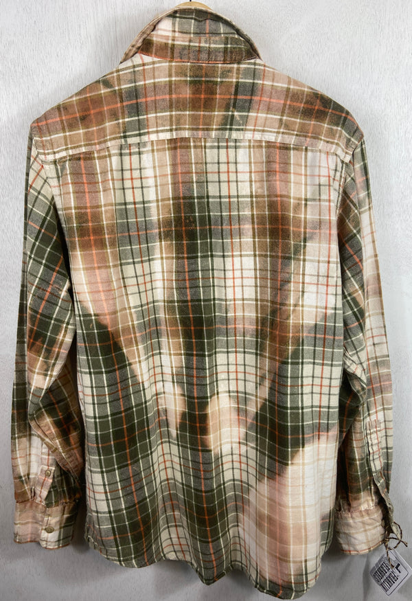 Vintage Green, Orange and Cream Flannel Size Large