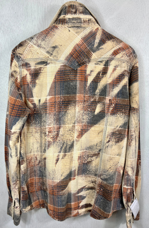 Vintage Western Style Orange, Cream and Grey Flannel Size Large