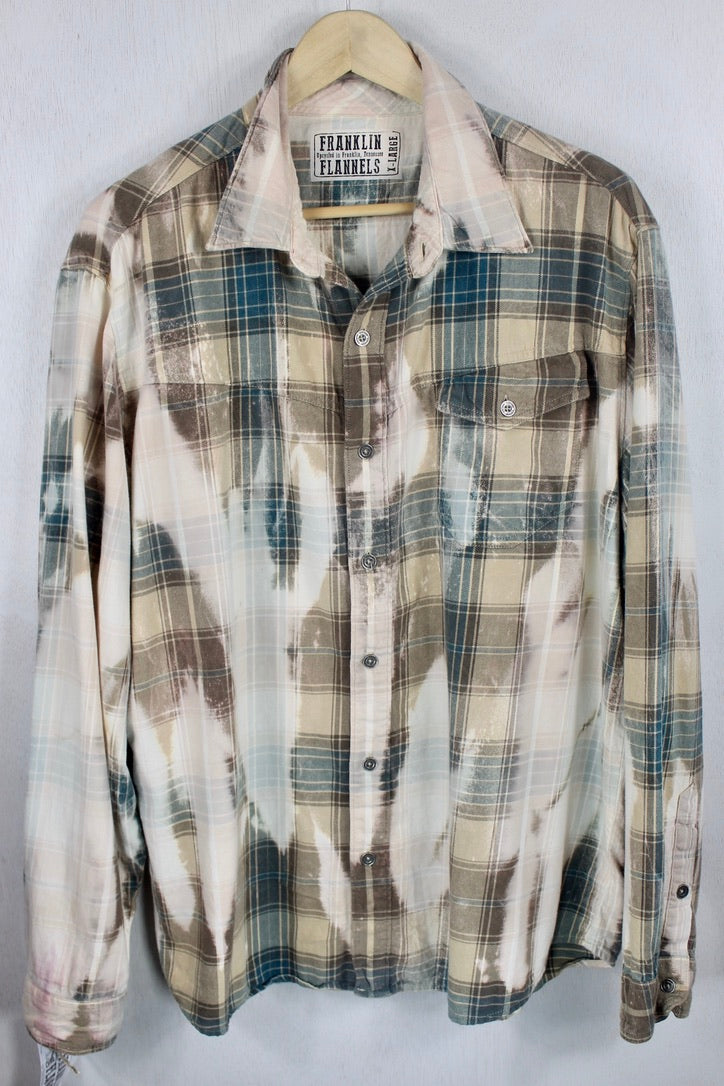 Vintage Teal Blue, Brown and Sand Flannel Size XL