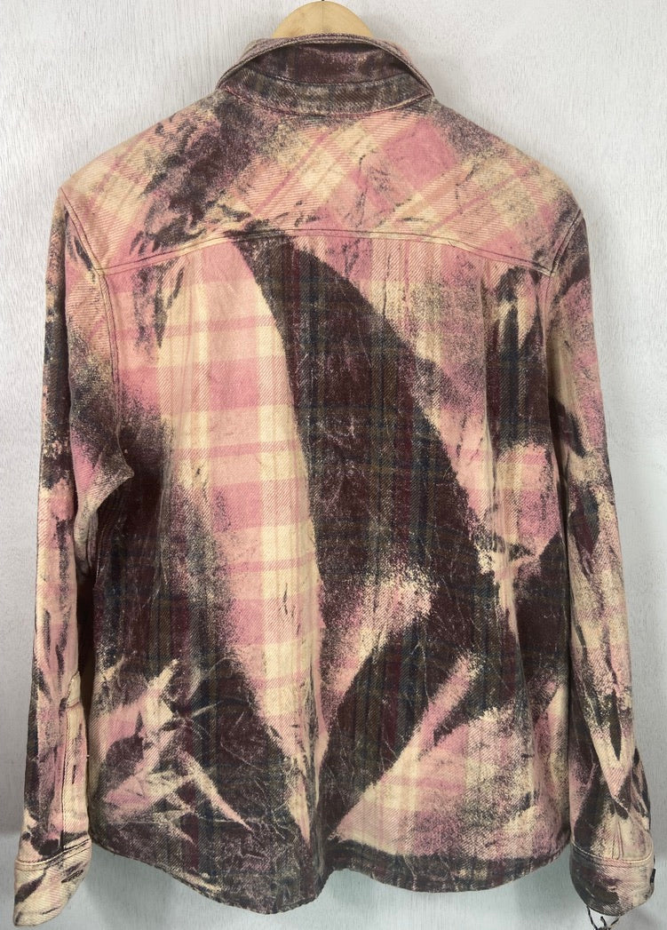 Vintage Chocolate Brown and Pink Flannel Jacket Size Large