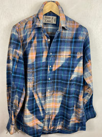Vintage Royal Blue, Navy and Rust Flannel Size Small