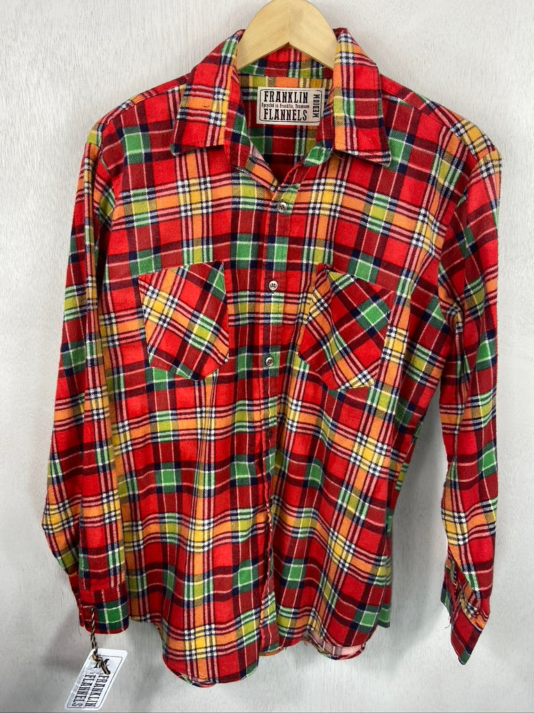 Vintage Retro Red, Yellow and Green Flannel Size Medium