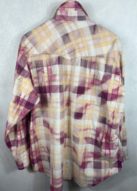 Vintage Western Style Pink, Cream and Lavender Flannel Size XL