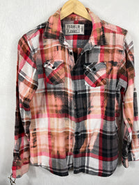 Vintage Pink, Black, Red and White Flannel Size Small