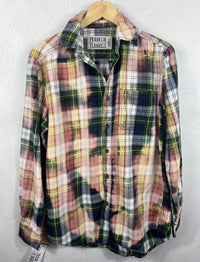 Vintage Green, Yellow, White and Pink Flannel Size Small