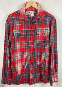 Vintage Red, Turquoise and Royal Blue Flannel Size Large