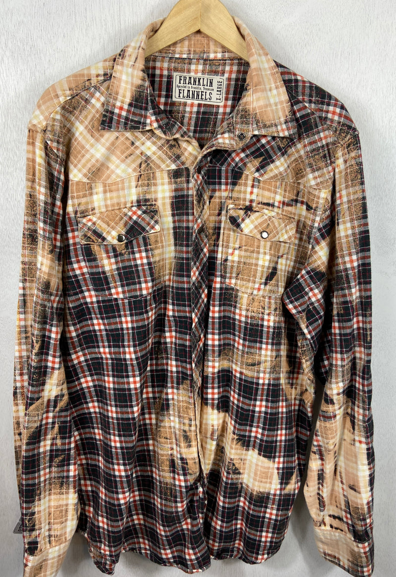 Vintage Western Style Black, Red, White and Rust Flannel Size XL