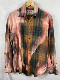Vintage Green, Rust, Pink and Brown Flannel Size XL