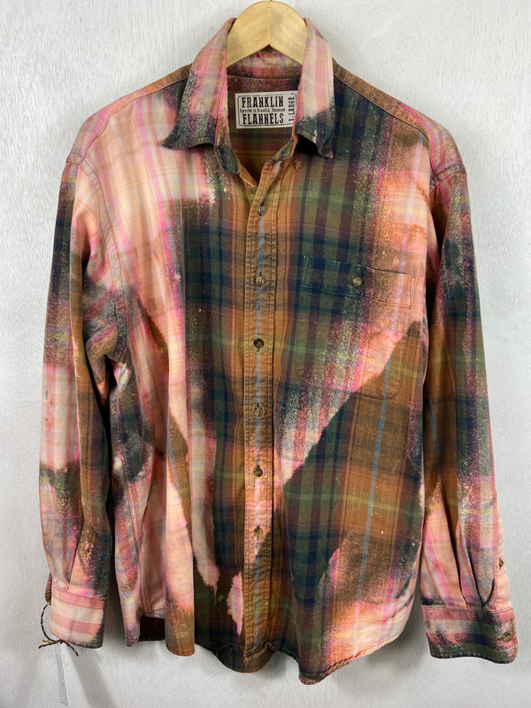 Vintage Green, Rust, Pink and Brown Flannel Size XL