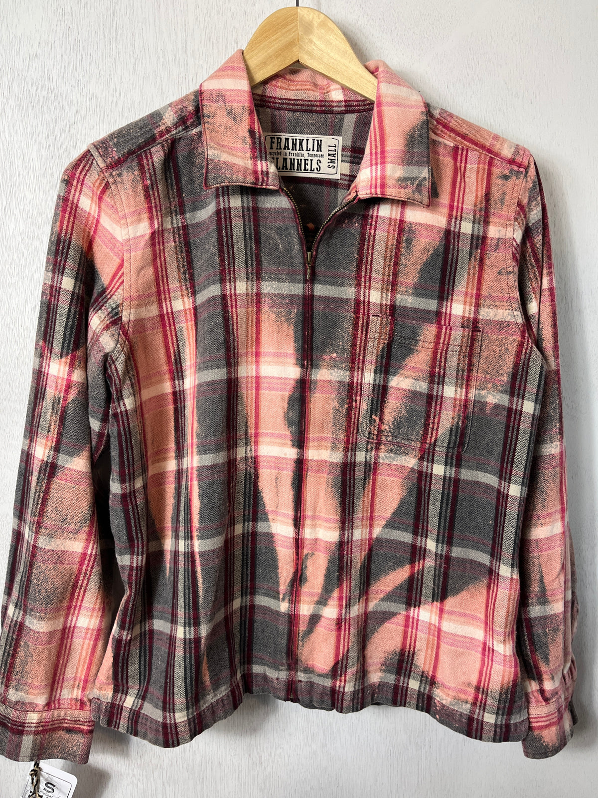 Vintage Pink, Grey and Red Flannel Jacket Size Small