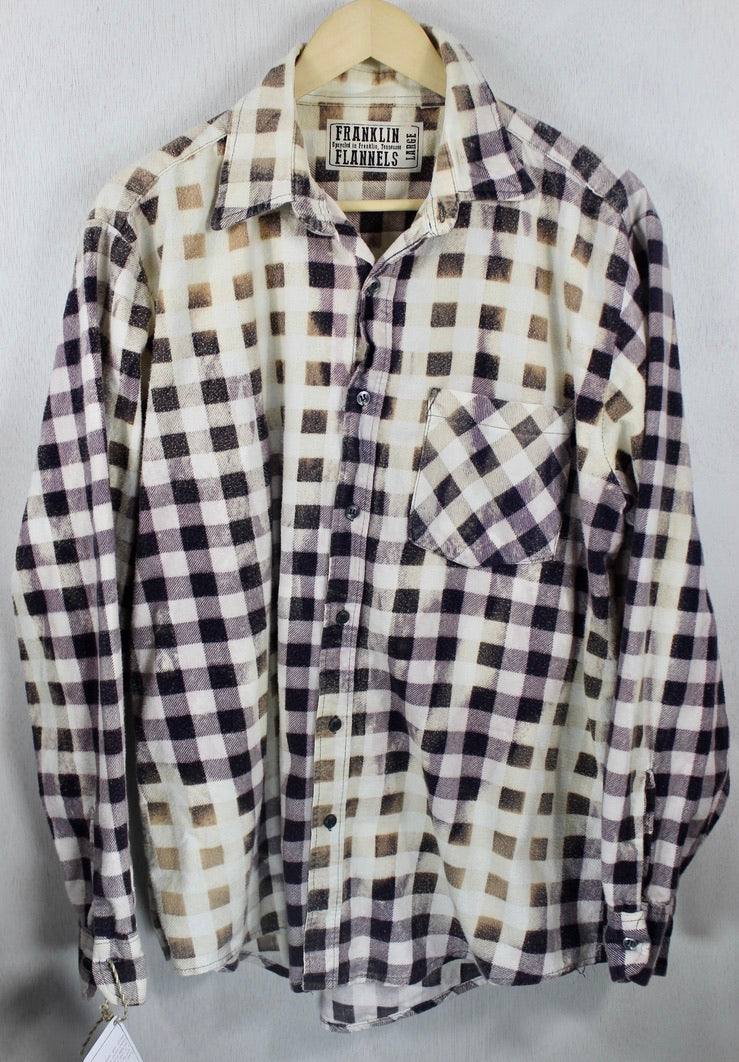 Vintage Brown, Cream and Lavender Flannel Size Large