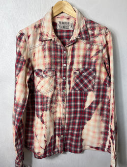 Vintage Brick Red, Grey, Cream and White Flannel Size Small