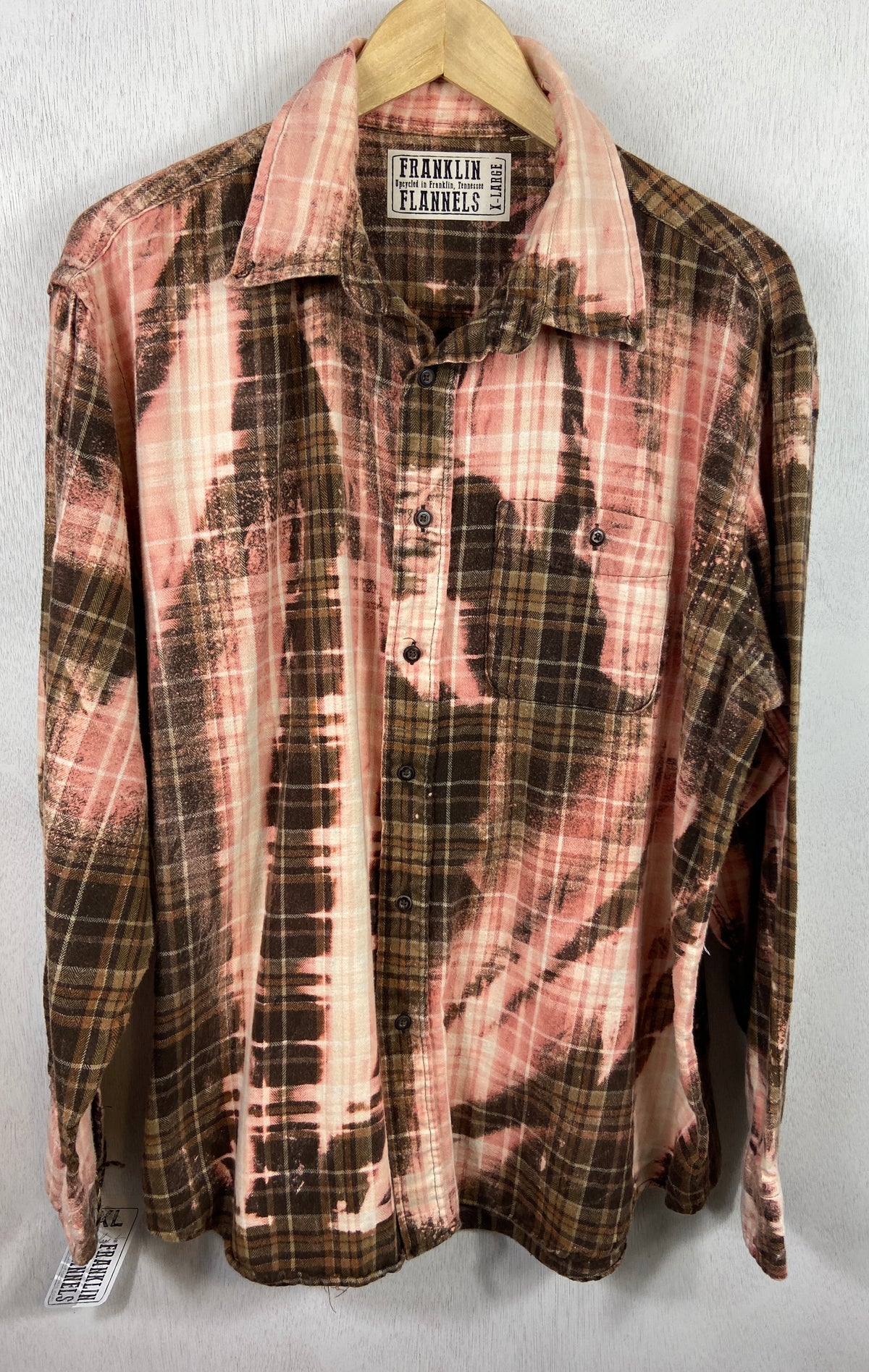 Vintage Pink and Brown Flannel Size XL