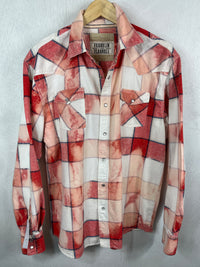 Vintage Western Style Red, White and Peach Flannel Size Large