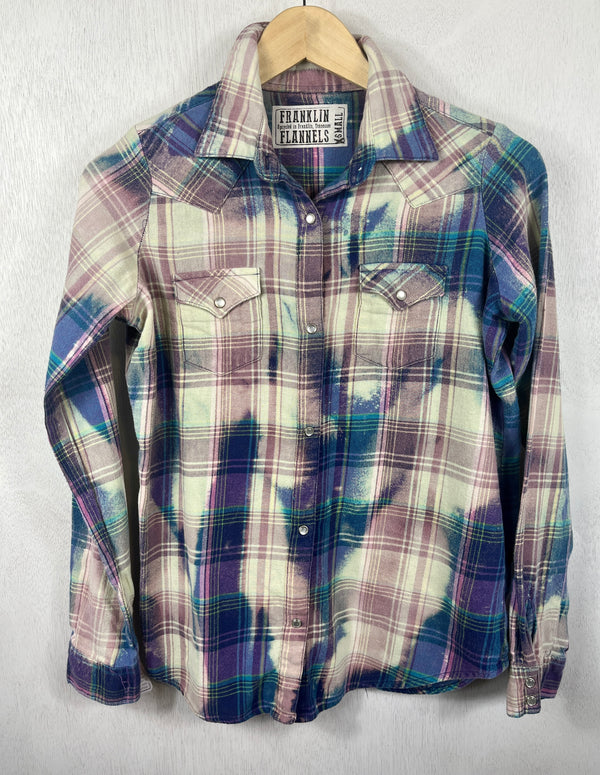 Vintage Western Style Turquoise, Lavender and Purple Flannel Size XS