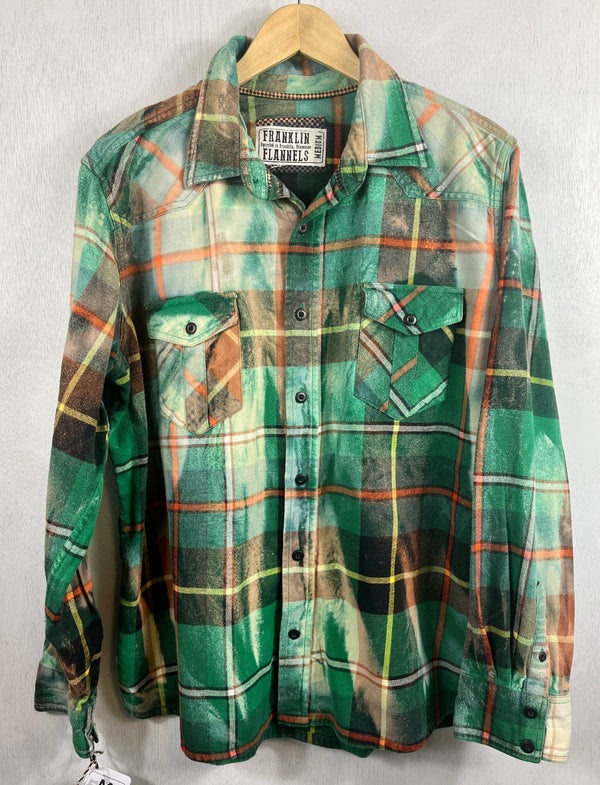 Vintage Green, Orange, Cream and Black Flannel Size Medium