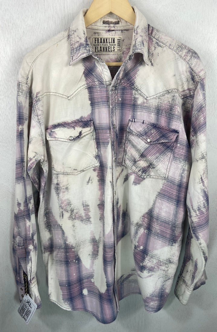 Vintage Western Style Lavender and Cream Flannel Size XL