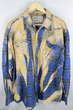 Vintage Western Cut Blue, Green and Dusty Yellow Size XL