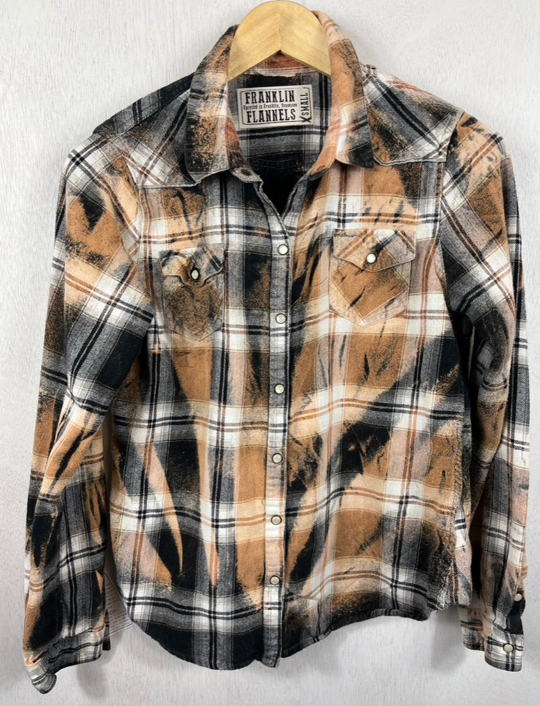 Vintage Western Style, Black, White and Gold Flannel Size XS