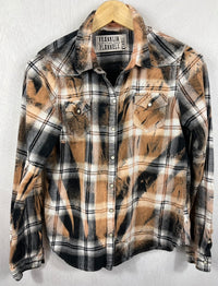 Vintage Western Style, Black, White and Gold Flannel Size XS