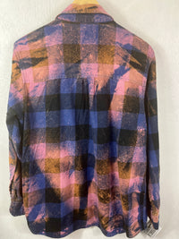 Vintage Royal Blue, Lavender and Black Flannel Size Medium