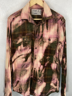 Vintage Army Green, Pink and Lavender Flannel Size Medium
