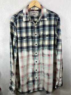 Vintage Blue, Yellow, White and Pink Flannel Size XL